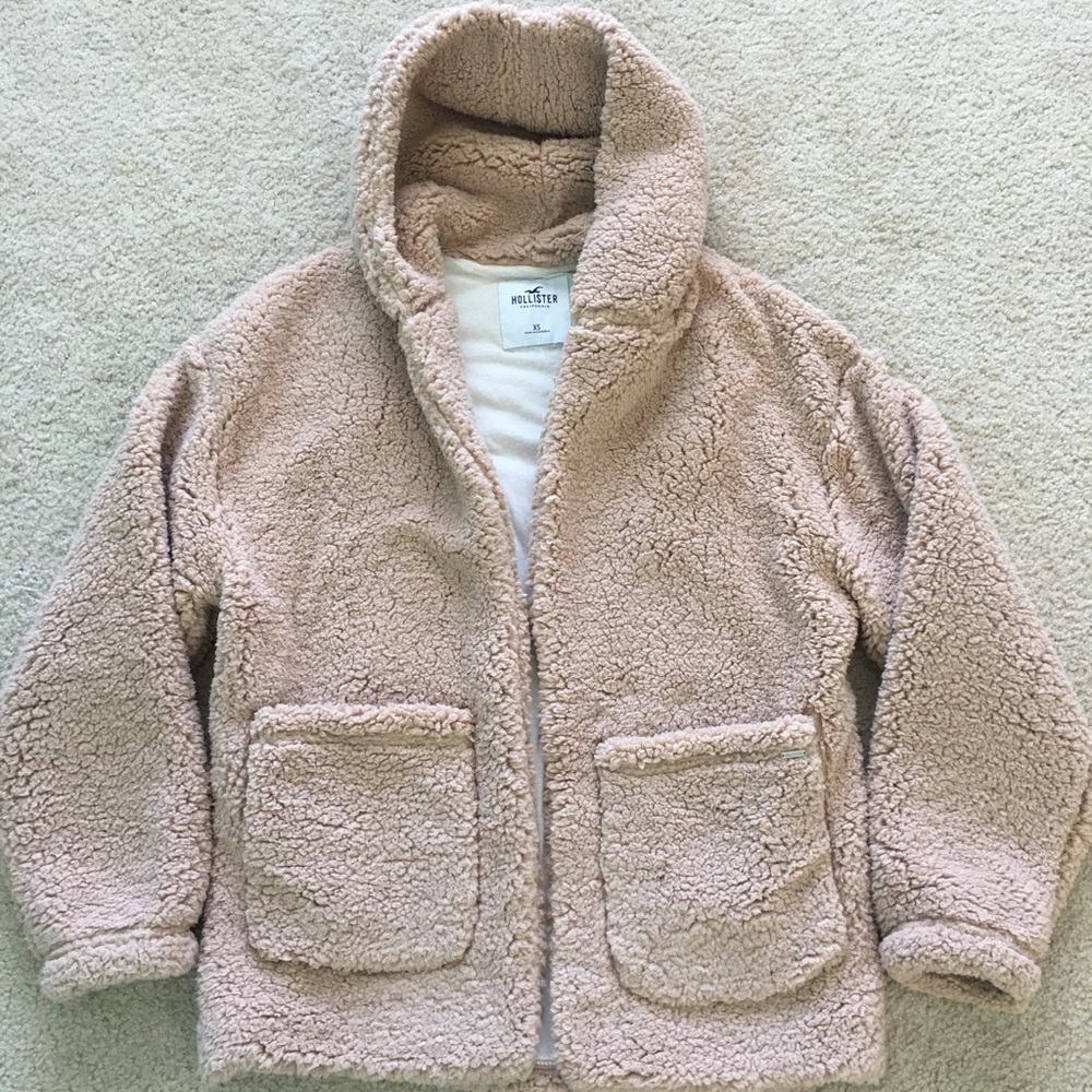 Hollister tan teddy sherpa jacket